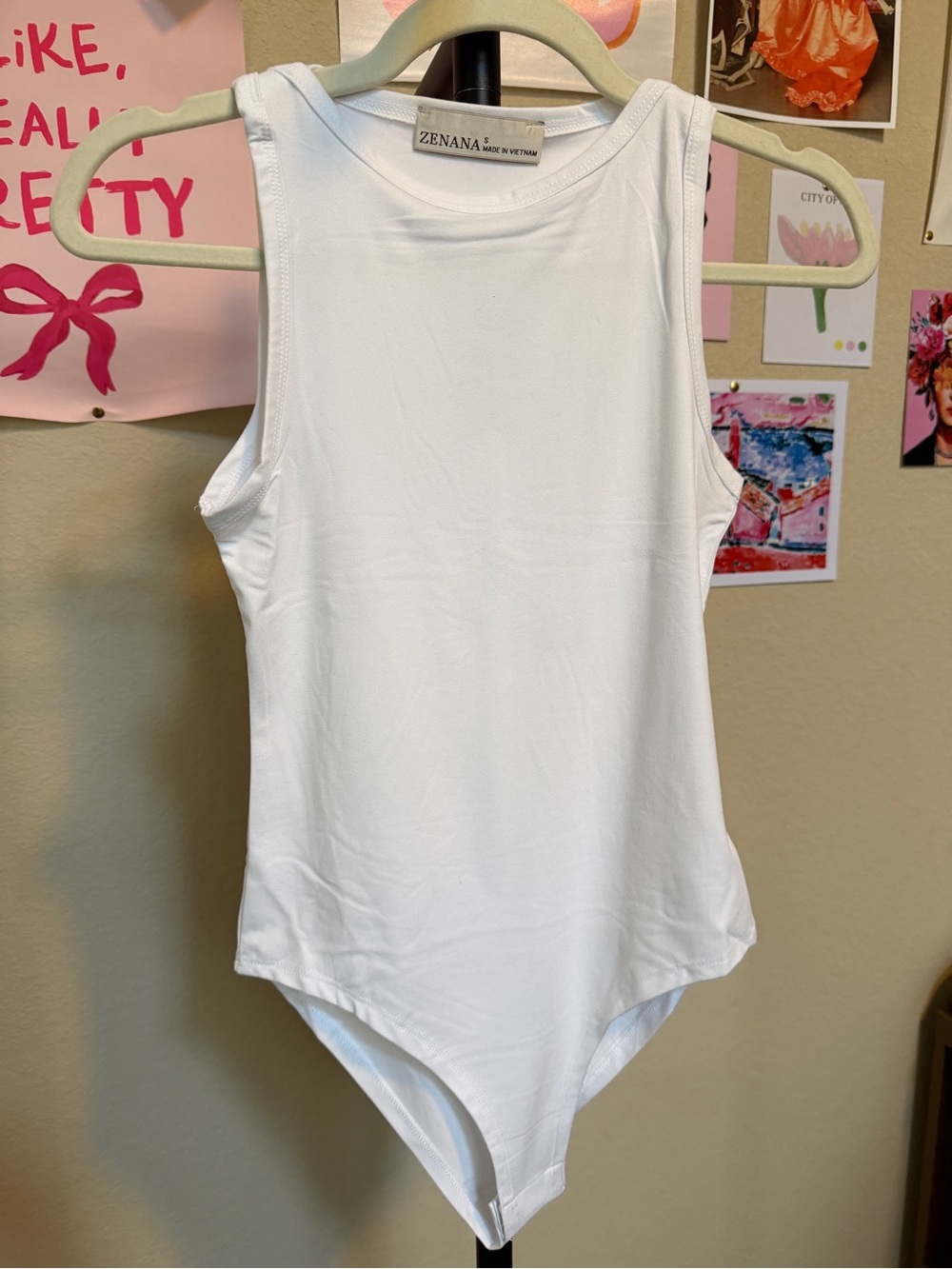 NWOT Zenana White High Neck Bodysuit Size Small